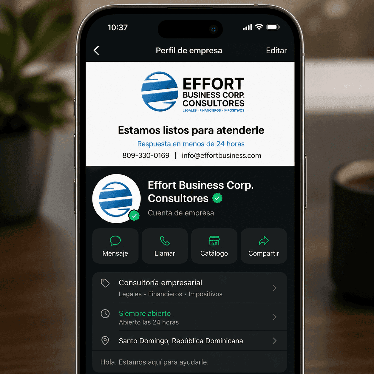 WhatsApp Business · perfil de empresa